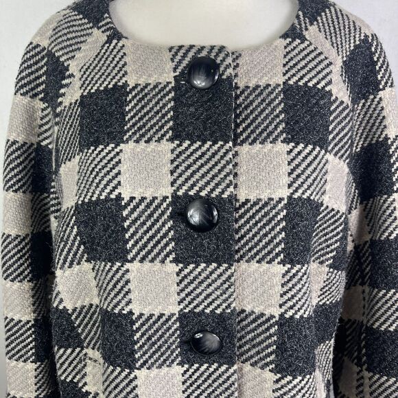 Talbots Wool Blend Blazer Italian Fabric 14P Gingham Plaid Cropped Careerwear - Picture 3 of 13